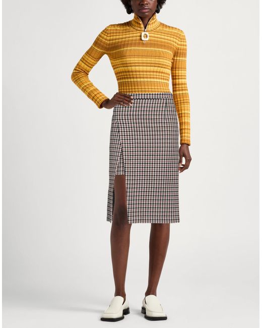 Maje Natural Camel Midi Skirt Cotton, Wool, Polyester, Polyamide, Synthetic Fibers