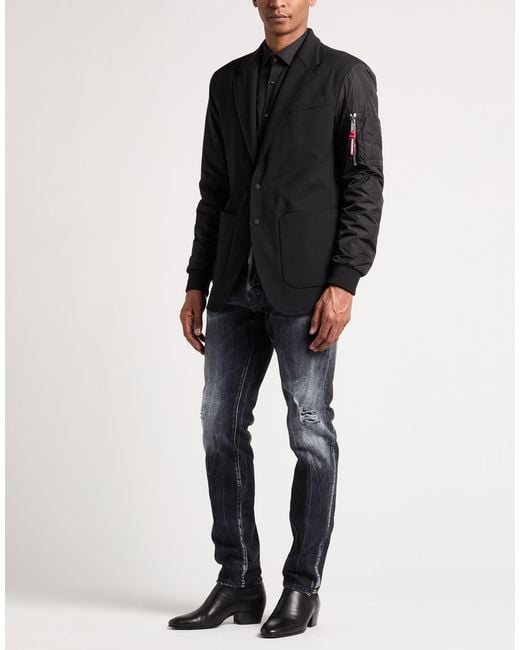 DSquared² Black Blazer Virgin Wool, Elastane, Polyamide for men