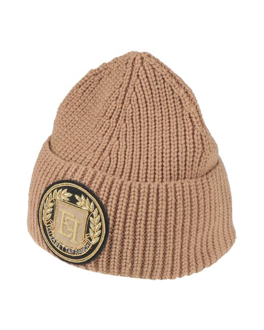 Elisabetta Franchi Natural Hat Virgin Wool, Acrylic, Polyamide, Elastane
