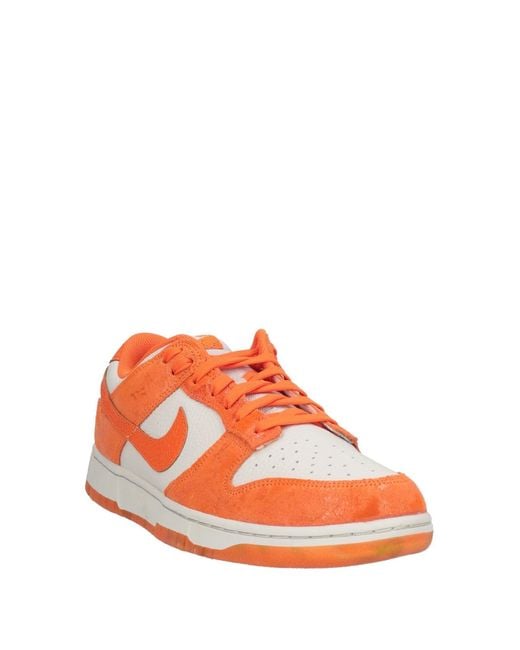 Nike Orange Sneakers Leather, Textile Fibers