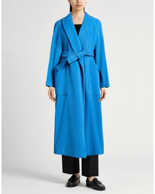 Semicouture Blue Coat Virgin Wool, Polyamide