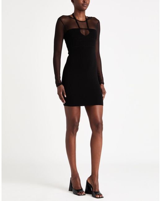 Dondup Black Mini Dress Viscose, Polyester, Polyamide, Elastane