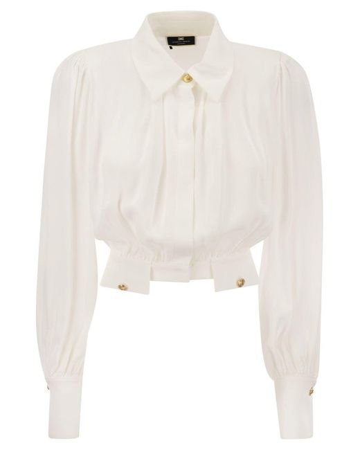 Camicia a coltura di in viscosa georgette di Elisabetta Franchi in White