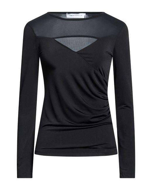 SIMONA CORSELLINI Black T-Shirt Polyester, Elastane, Polyamide