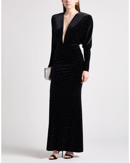 Alexandre Vauthier Black Maxi Dress Polyester, Elastane, Glass