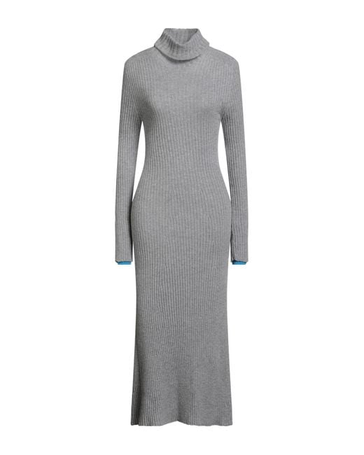 Pinko Gray Midi Dress Wool, Cashmere