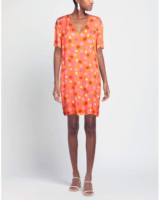 Manila Grace Orange Mini Dress Viscose