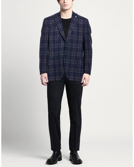 Luigi Bianchi Blue Blazer Wool, Silk, Polyamide, Linen for men