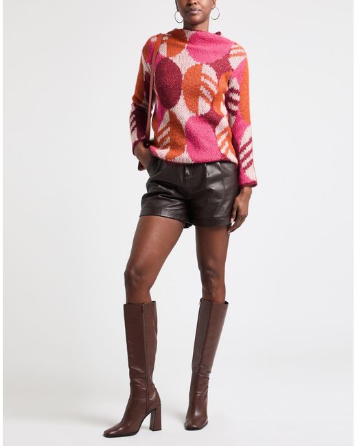 B.yu Red Turtleneck Acrylic, Mohair Wool, Polyamide