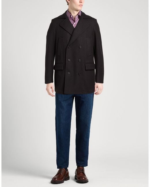 Drumohr Black Coat Wool, Polyamide for men