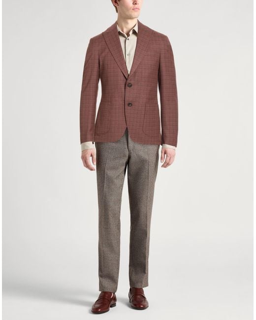 Pal Zileri Brown Blazer Polyester, Viscose, Linen for men