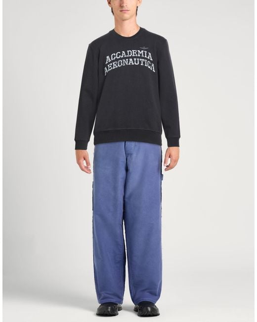 Aeronautica Militare Black Charcoal Sweatshirt Cotton for men