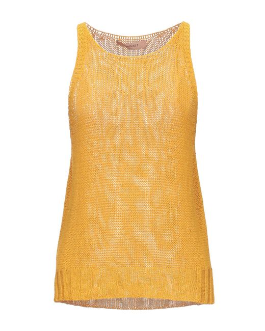 Twin Set Yellow Top Viscose, Polyester