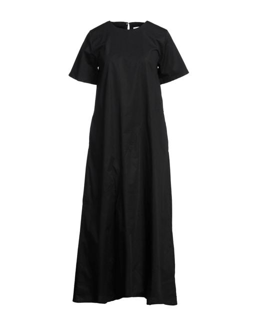 Alpha Studio Black Maxi Dress Cotton, Elastane