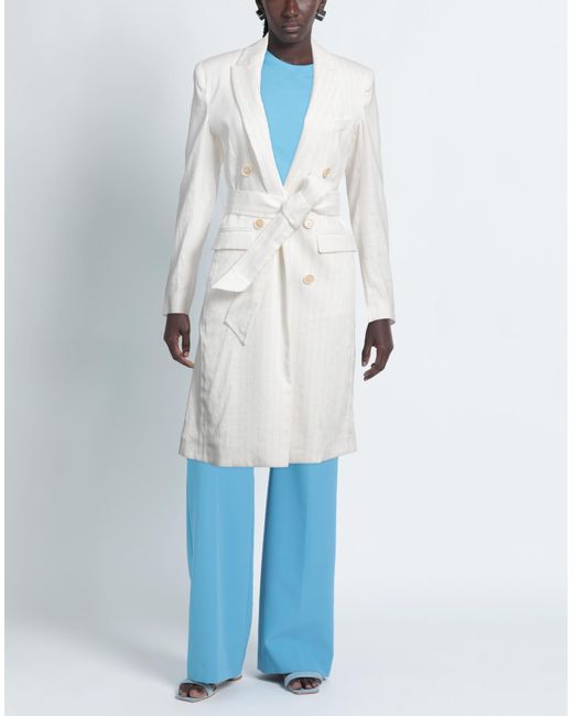 Eleventy White Overcoat & Trench Coat