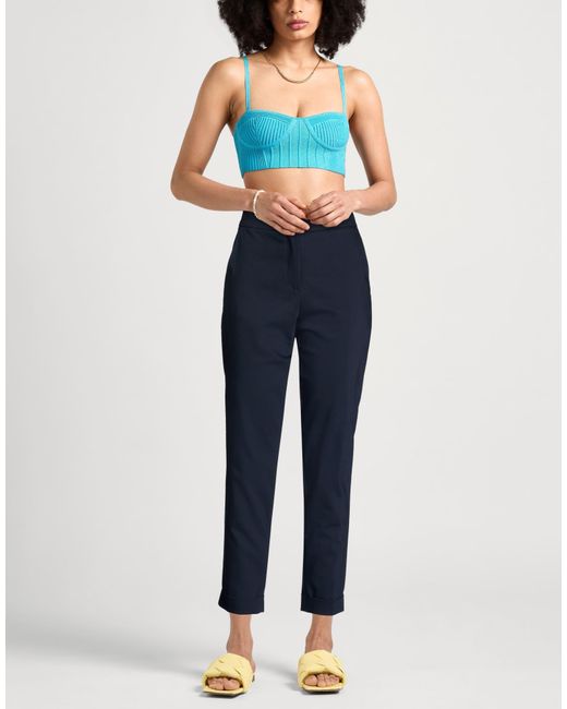 Caractere Blue Pants Cotton, Polyester, Elastane