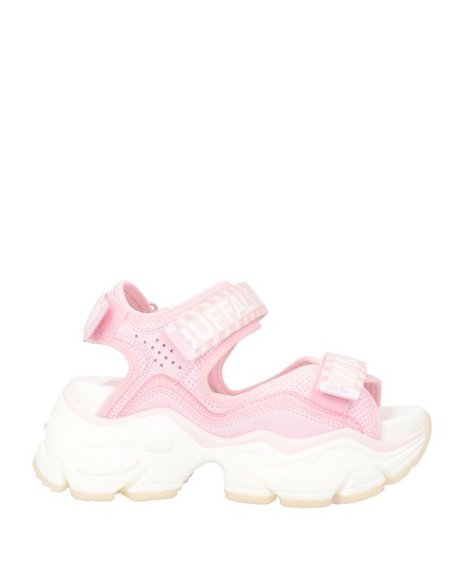 Buffalo Pink Sandals Leather, Textile Fibers