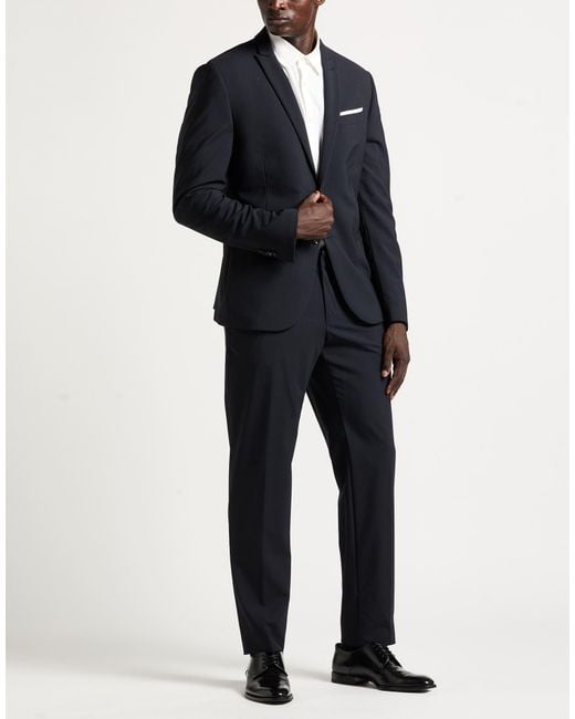 Daniele Alessandrini Blue Midnight Suit Wool, Elastane for men