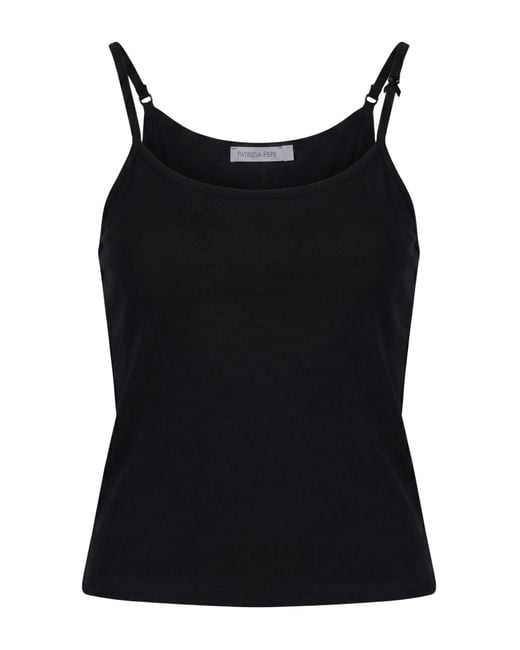 Patrizia Pepe Black Tank Top Cotton, Elastane
