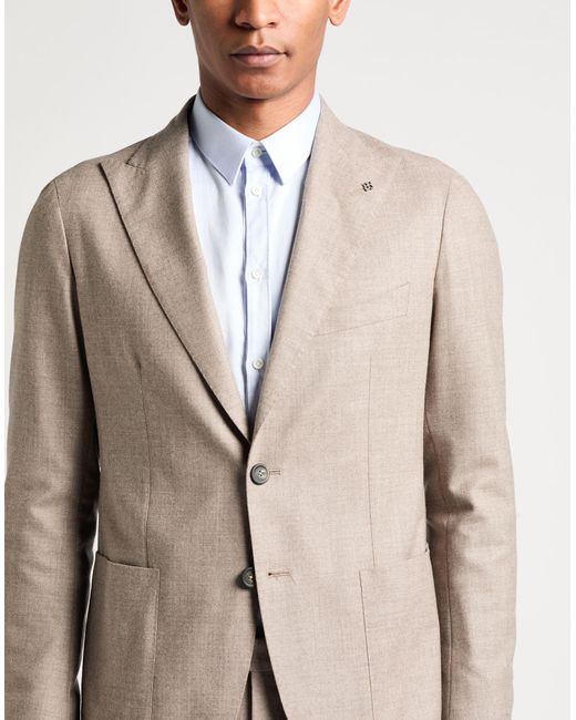 Tagliatore Gray Taupe Suit Virgin Wool, Elastane for men