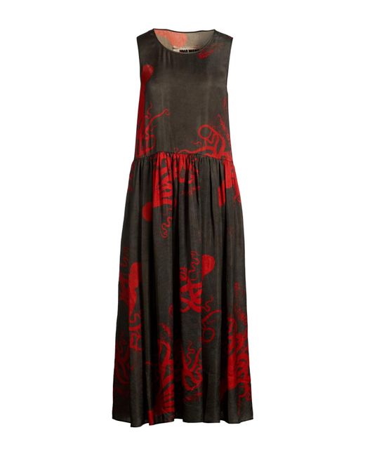 Uma Wang Red Midi Dress Cupro