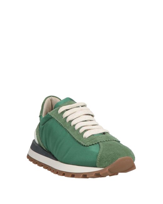 Brunello Cucinelli Green Sneakers Soft Leather, Textile Fibers