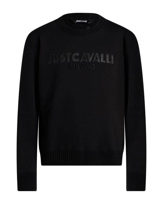 Just Cavalli Black Sweatshirt Wool, Polyamide, Cotton for men