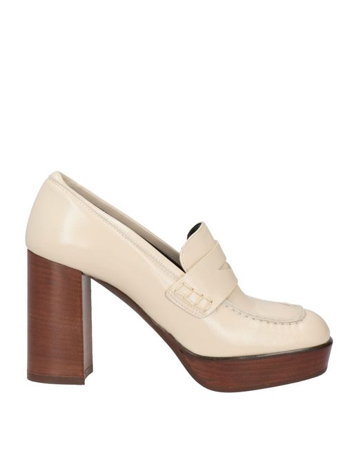 Ovye' By Cristina Lucchi Natural Cream Loafers Calfskin