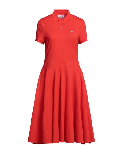 Lacoste Midi Dress in Red | Lyst UK