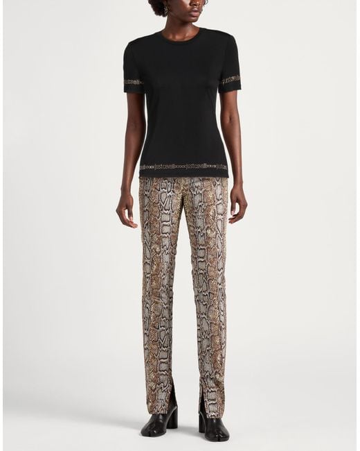 Just Cavalli Black T-Shirt Viscose, Elastane