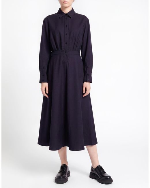 Officine Generale Blue Midnight Midi Dress Virgin Wool
