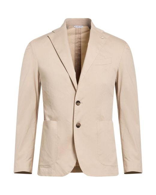 Manuel Ritz Natural Blazer Cotton, Polyamide, Elastane for men