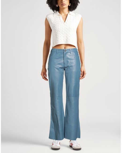 Marni Blue Slate Pants Goat Skin