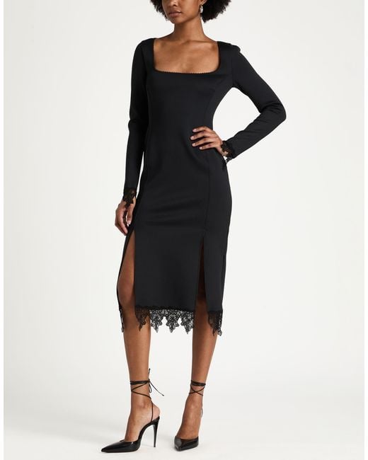 Blumarine Black Midi Dress Polyester, Elastane