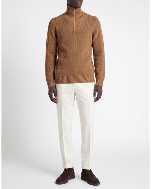 Gran Sasso Brown Camel Turtleneck Virgin Wool for men