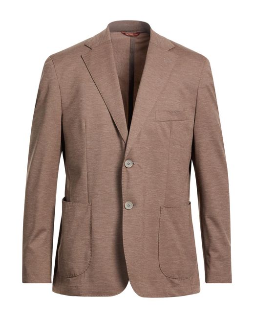 TWENTY-ONE by ANTONIO CARNEVALE Brown Blazer Polyester, Polyamide, Elastane for men