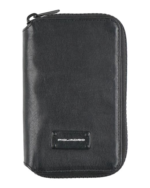 Piquadro Black Wallet Bovine Leather for men