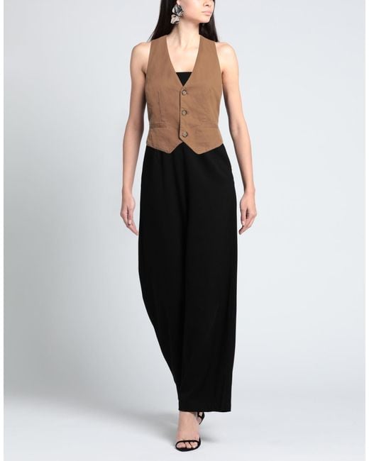 ALESSIA SANTI Brown Khaki Tailored Vest Linen, Cotton, Elastane