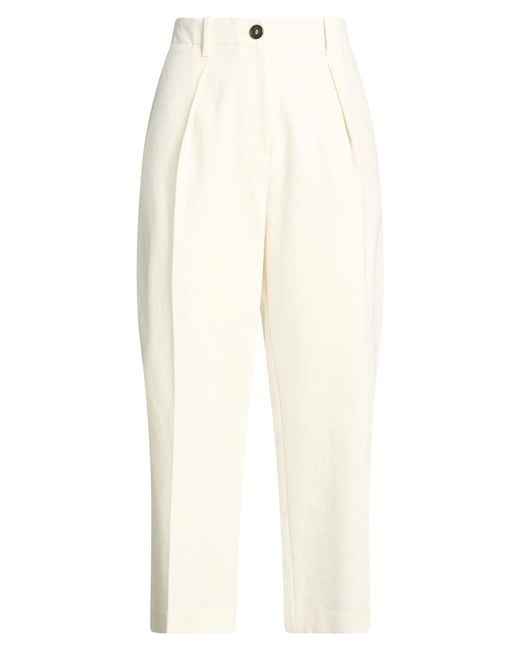 Brunello Cucinelli White Ivory Pants Cotton, Wool, Polyester