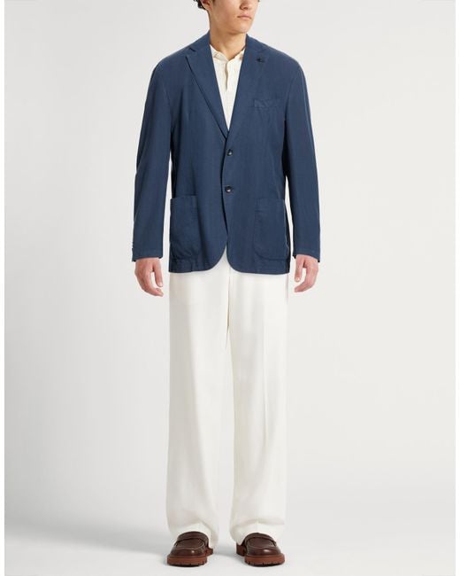 Paoloni Blue Midnight Blazer Cotton, Linen for men