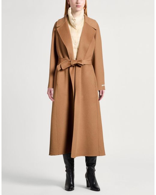 Paltò Brown Camel Coat Wool, Nylon
