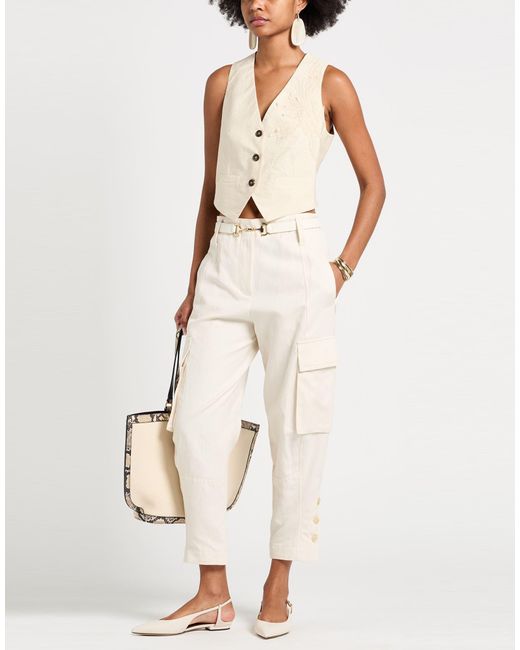 Brunello Cucinelli White Cream Pants Cotton, Linen