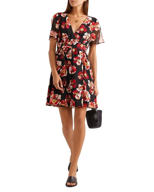Madewell Floral-print Chiffon Mini Dress in Black - Save 56% - Lyst