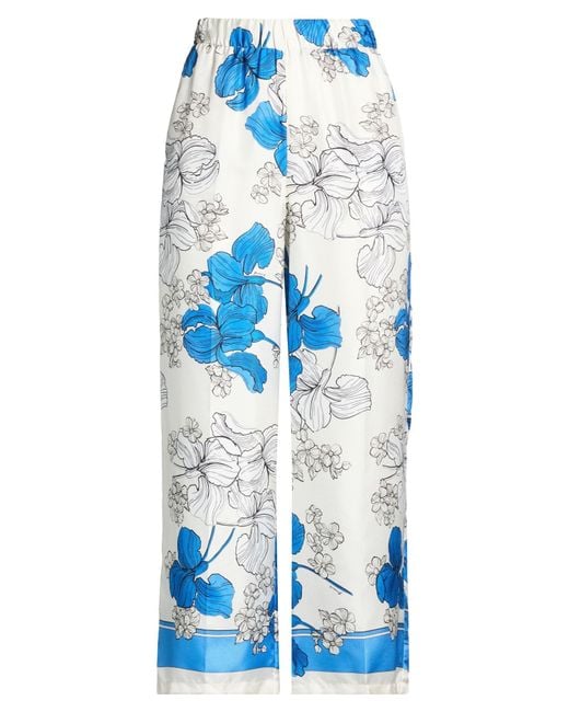 P.A.R.O.S.H. Blue Ivory Pants Silk