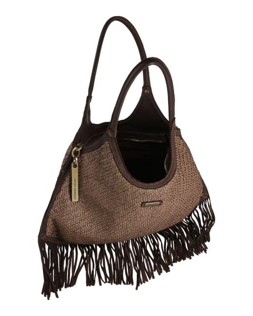Caterina Lucchi Brown Handbag Calfskin, Polyamide