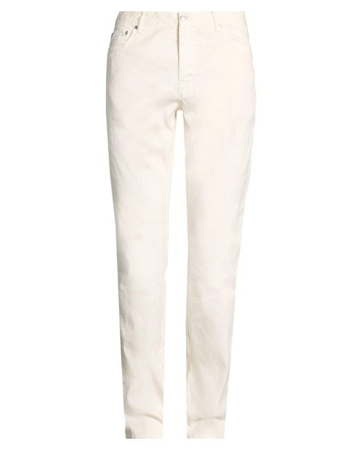 120% Lino White Pants Linen, Cotton, Elastane for men
