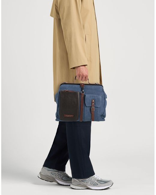 The Bridge Blue Slate Handbag Textile Fibers, Leather for men