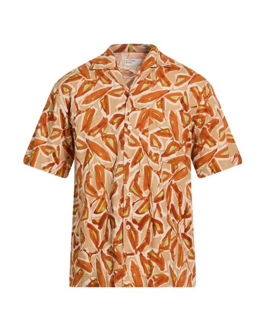 Universal Works Orange Rust Shirt Linen, Cotton for men