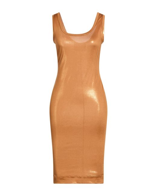 Versace Jeans Couture Brown Mustard Mini Dress Polyester, Elastane