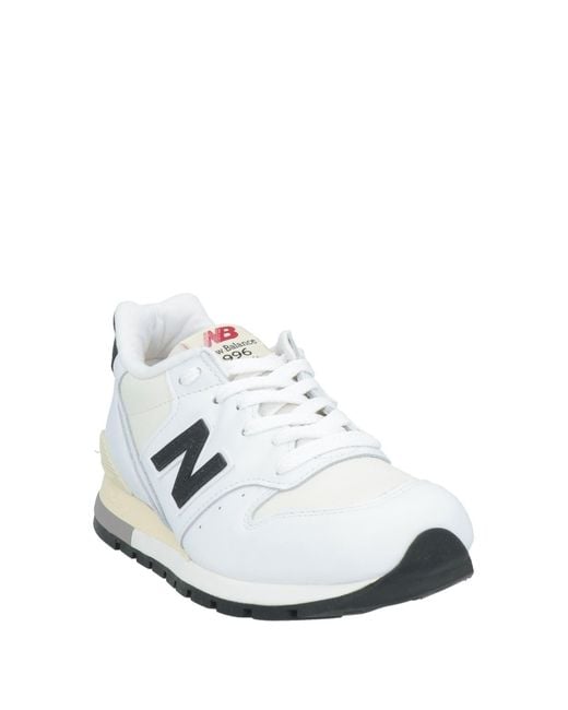 New Balance White Sneakers Leather, Textile Fibers for men